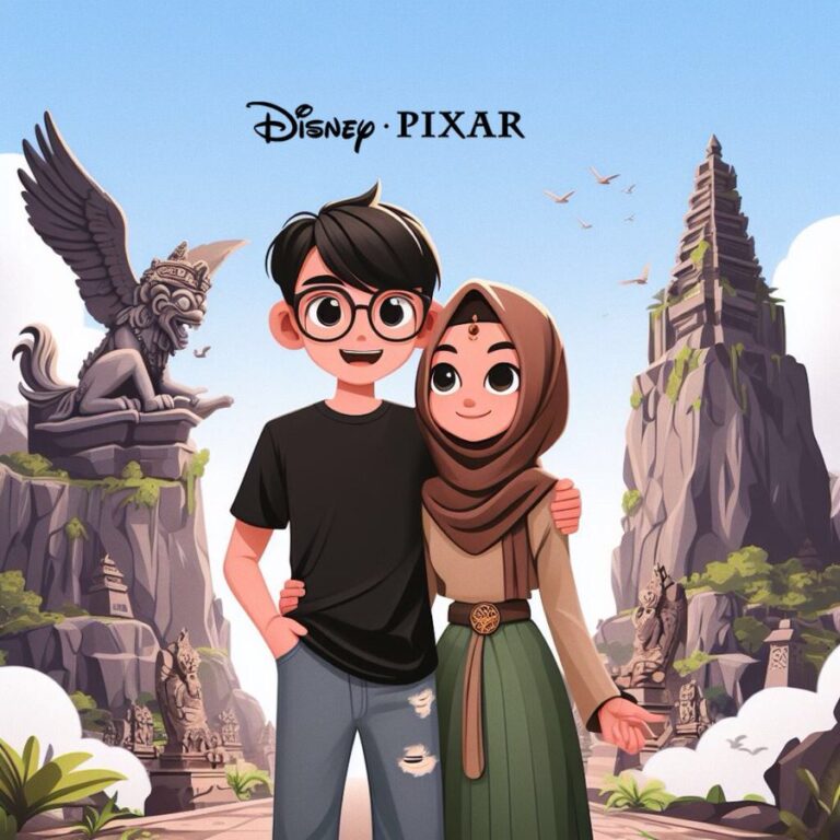 Ilustrasi Bing Image Creator AI Disney Pixar