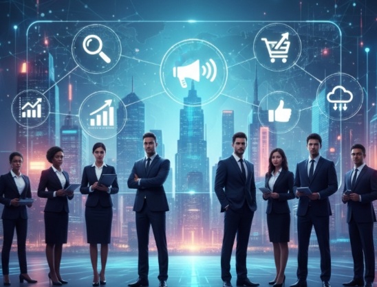 Ilustrasi strategi bisnis digital di era modern