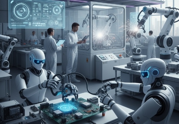 Ilustrasi inovasi robotik dalam dunia kerja